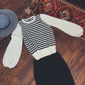 Who What Wear Striped Bell Sleeve Sweater
